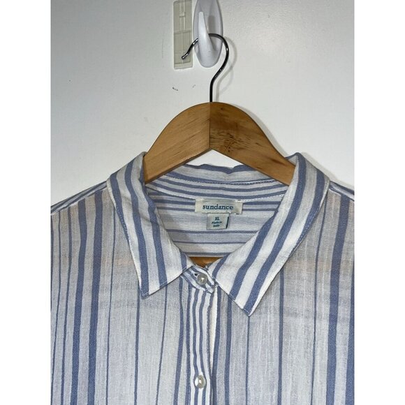 Sundance Womens Blue & White Striped Button-Up Shirt XL - Picture 5 of 10